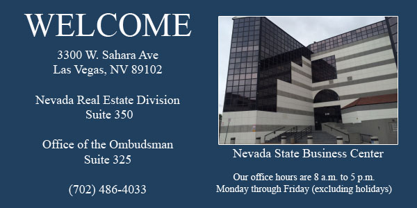 Welcome to the Nevada Real Estate Division